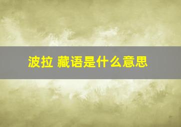 波拉 藏语是什么意思